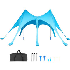 VEVOR Beach Tent Sun Shelter, UPF50+ Sun Protection, 9.2 ft Tall, 20 x 13 ft, Easy Pop Up Beach Canopy with Sandbags
