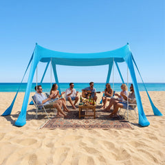 VEVOR Beach Tent Sun Shelter, UPF50+ Sun Protection, 6.6 ft Tall, 10 x 10 ft, Easy Pop Up Beach Canopy with Sandbags