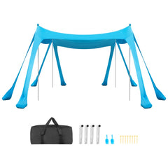 VEVOR Beach Tent Sun Shelter, UPF50+ Sun Protection, 6.6 ft Tall, 10 x 10 ft, Easy Pop Up Beach Canopy with Sandbags