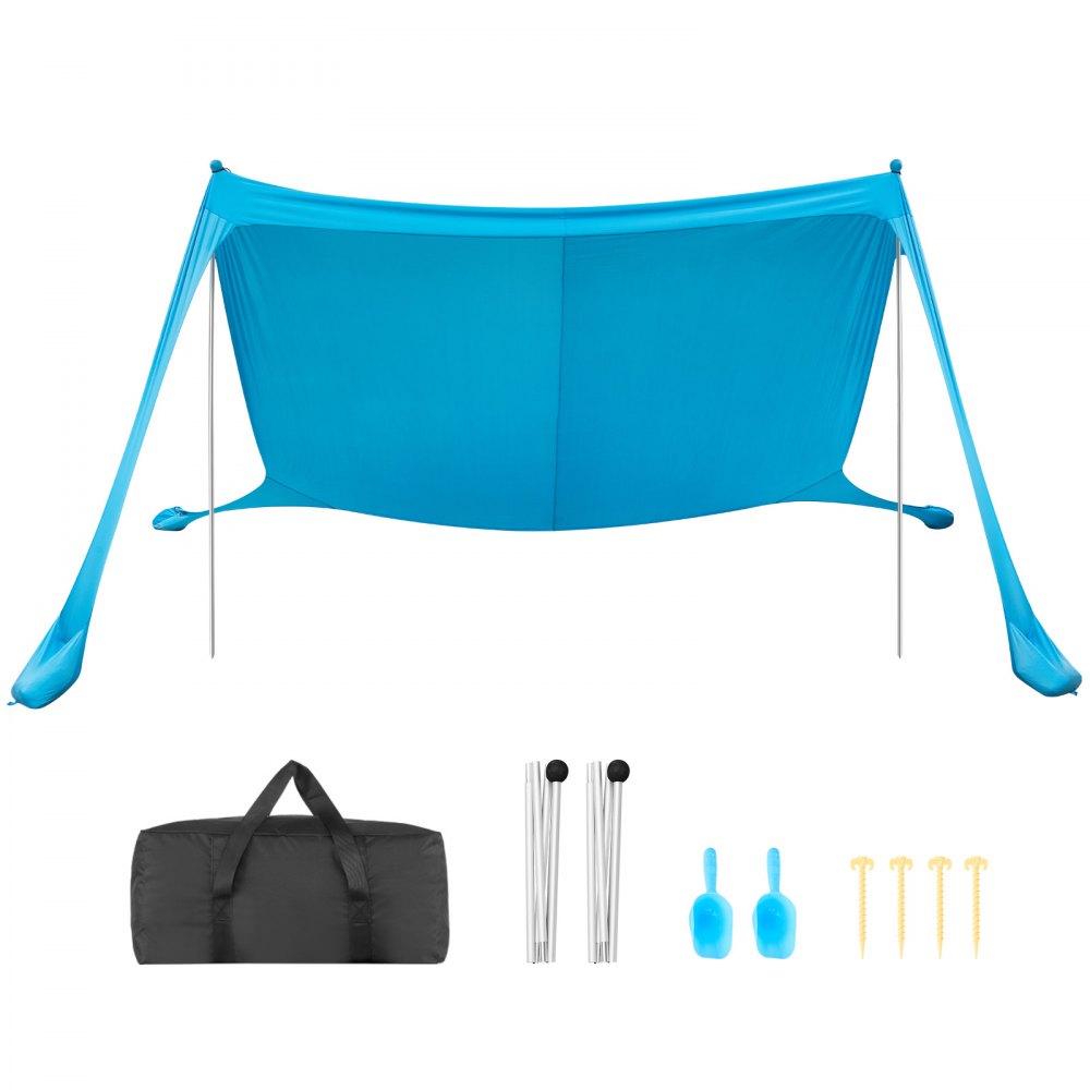 VEVOR Beach Tent Sun Shelter, UPF50+ Sun Protection, 6.6 ft Tall, 11 x 11 ft, Easy Pop Up Beach Canopy with Sandbags