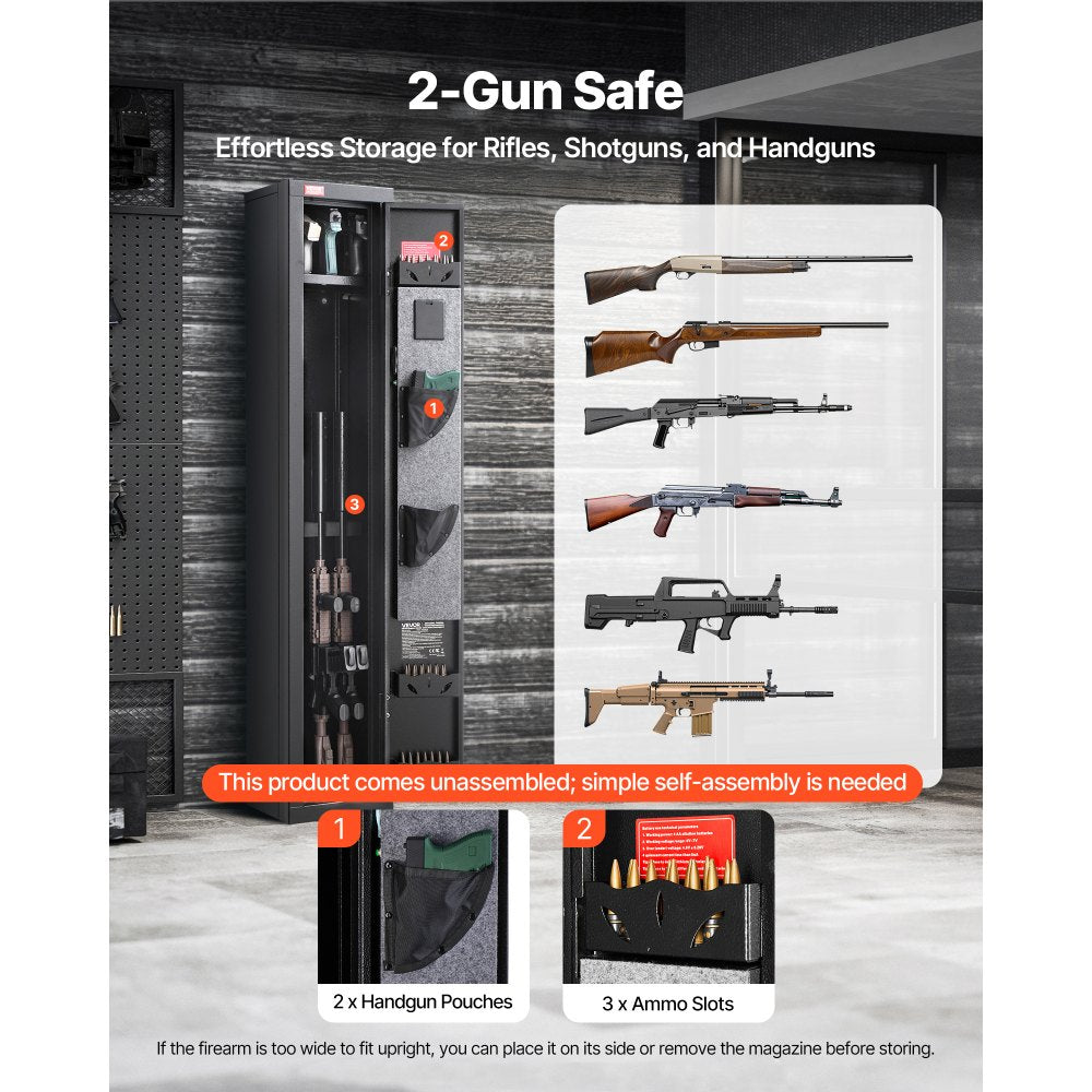 VEVOR 4 Gun Safe, Long Gun Cabinet for Rifles and Pistols, Quick Access Rifle Safe with 3 Ammo Slots and 2 Adjustable