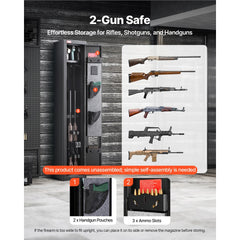 VEVOR Gun Safe, Heavy Duty Cold-Rolled Steel Fireproof Rifle Cabinet with Digital Keypad & Key, Large Long Gun Cabinet