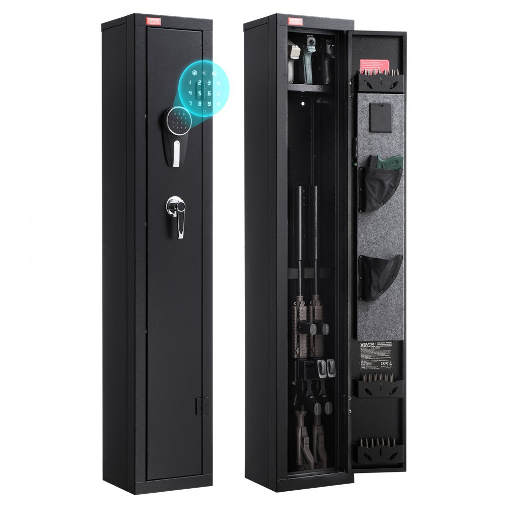 VEVOR Gun Safe, Heavy Duty Cold-Rolled Steel Fireproof Rifle Cabinet with Digital Keypad & Key, Large Long Gun Cabinet