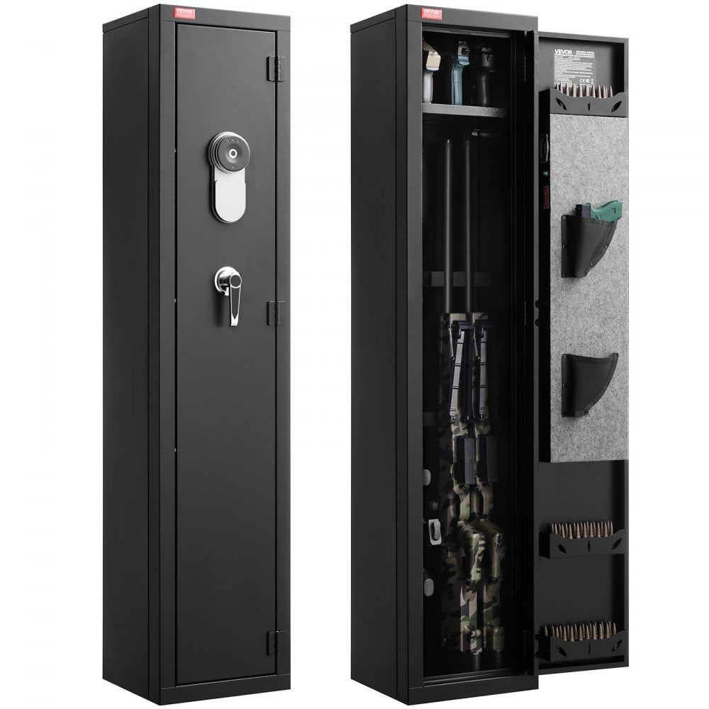 VEVOR Gun Safe, Heavy Duty Cold-Rolled Steel Fireproof Rifle Cabinet with Fingerprint, Digital Keypad & Key, Large Long