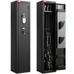VEVOR Gun Safe, Heavy Duty Cold-Rolled Steel Fireproof Rifle Cabinet with Fingerprint, Digital Keypad & Key, Large Long