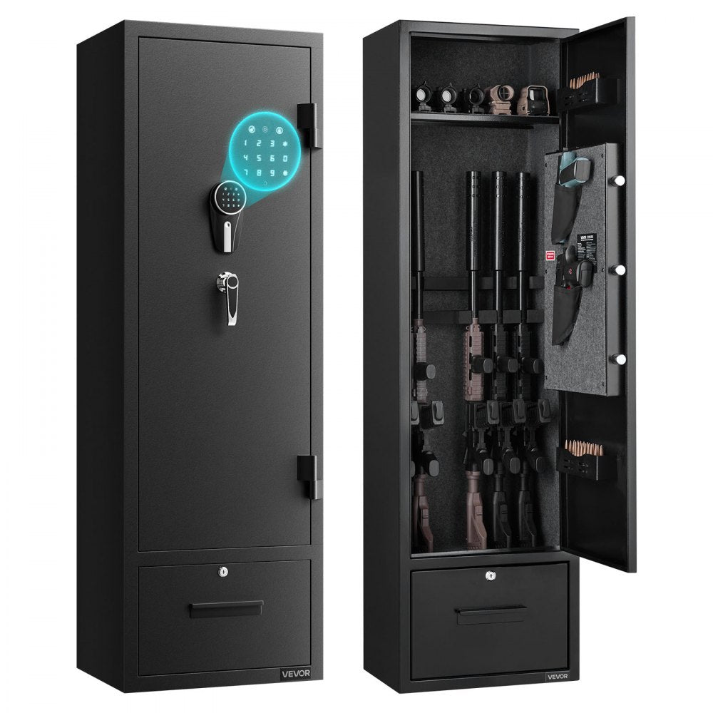 VEVOR 4 Gun Safe, Long Gun Cabinet for Rifles and Pistols, Quick Access Rifle Safe with 2 Ammo Slots, 2 Pistol Pockets