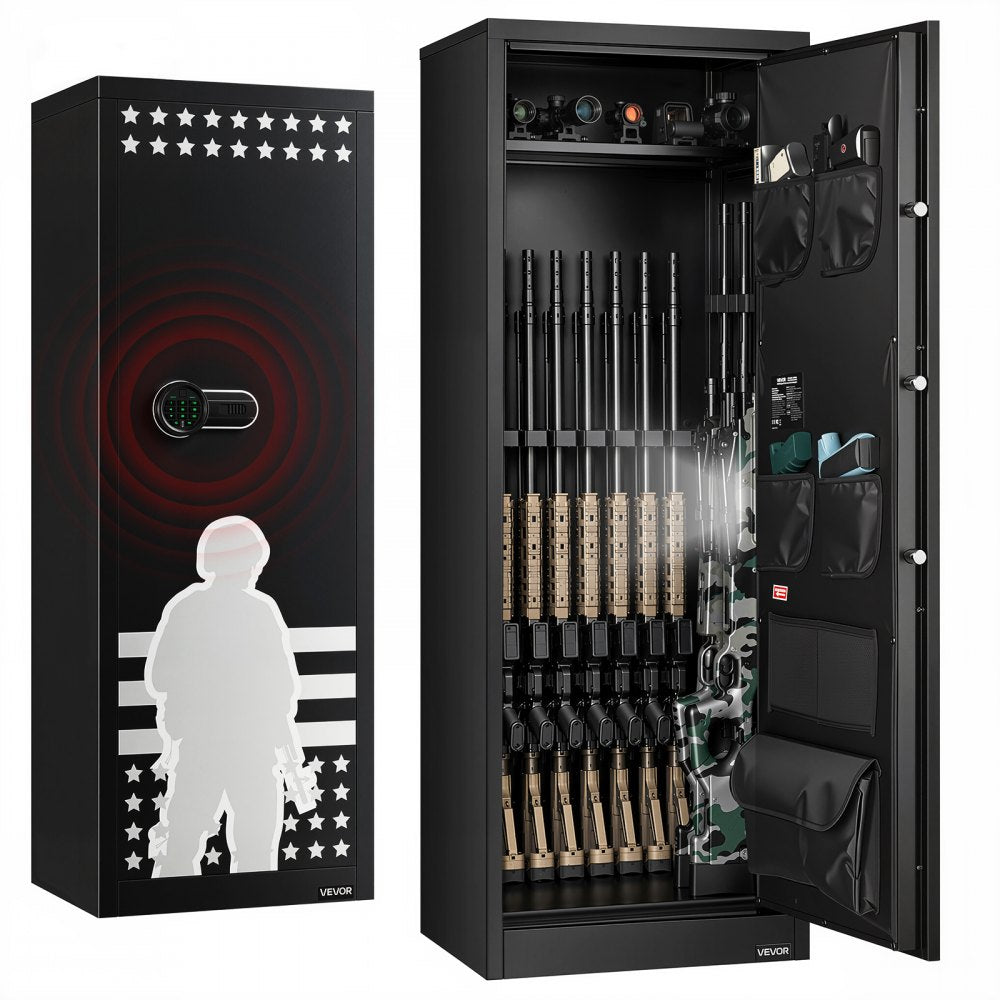 VEVOR 10-12 Gun Safe, Long Gun Cabinet for Rifles and Pistols, Quick Access Rifle Safe with 4 Pistol Pockets and 3