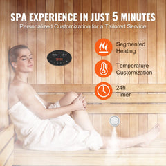 VEVOR Steam Shower Generator, 15 kW, Segmented Heating & Temperature Customization & 24h Timer Steam Bath Kit