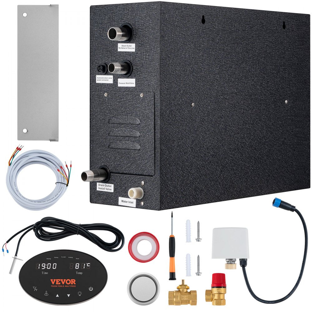 VEVOR Steam Shower Generator, 15 kW, Segmented Heating & Temperature Customization & 24h Timer Steam Bath Kit