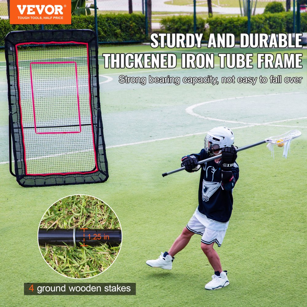 VEVOR Lacrosse Rebounder for Backyard, 4x7 Ft Volleyball Bounce Back Net, Pitchback Throwback Baseball Softball Return