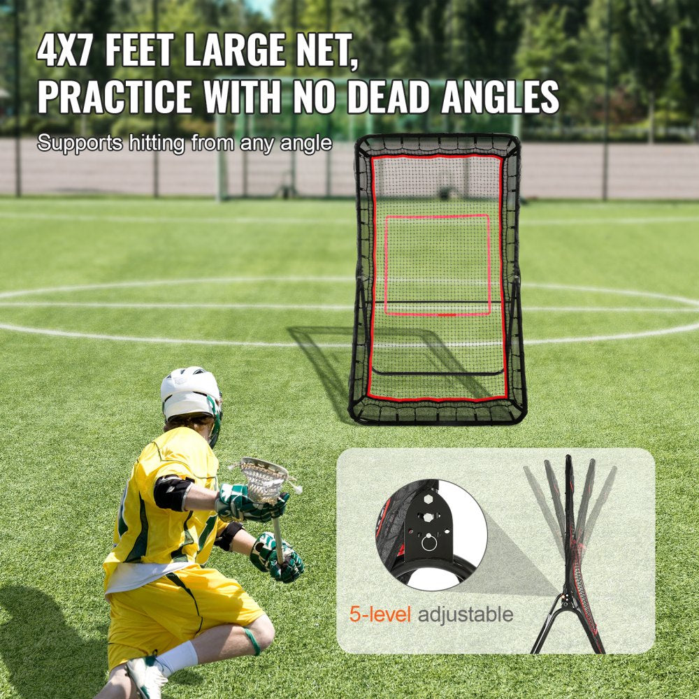 VEVOR Lacrosse Rebounder for Backyard, 4x7 Ft Volleyball Bounce Back Net, Pitchback Throwback Baseball Softball Return
