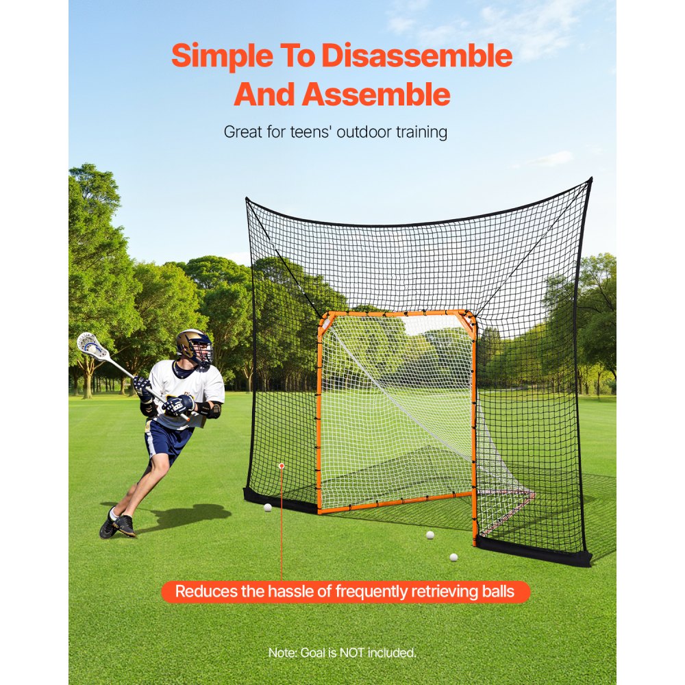 VEVOR Hockey and Lacrosse Goal Backstop, 12x9 ft Lacrosse Net with Extended Coverage, Quick Easy Setup Complete