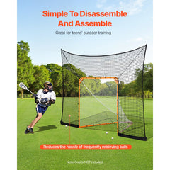 VEVOR Hockey and Lacrosse Goal Backstop, 12x9 ft Lacrosse Net with Extended Coverage, Quick Easy Setup Complete