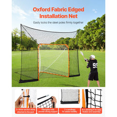 VEVOR Hockey and Lacrosse Goal Backstop, 12x9 ft Lacrosse Net with Extended Coverage, Quick Easy Setup Complete