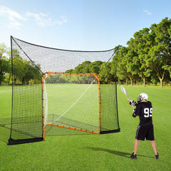 VEVOR Hockey and Lacrosse Goal Backstop, 12x9 ft Lacrosse Net with Extended Coverage, Quick Easy Setup Complete