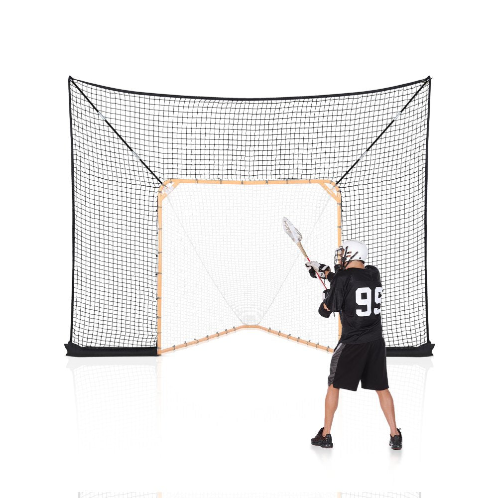 VEVOR Hockey and Lacrosse Goal Backstop, 12x9 ft Lacrosse Net with Extended Coverage, Quick Easy Setup Complete