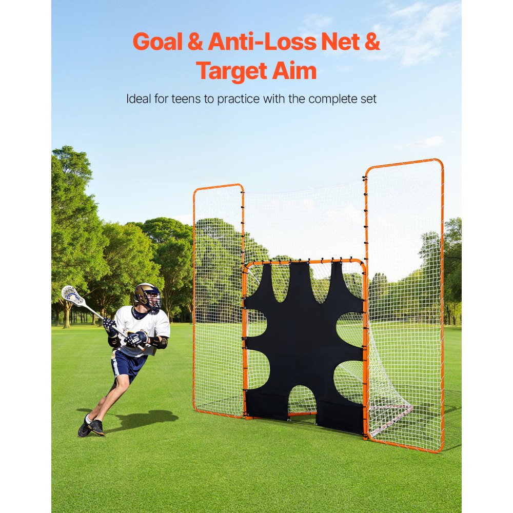 VEVOR 3-IN-1 Lacrosse Goal, 12x9 ft Lacrosse Net with Backstop and Target, Quick & Easy Setup Backyard Rebounder