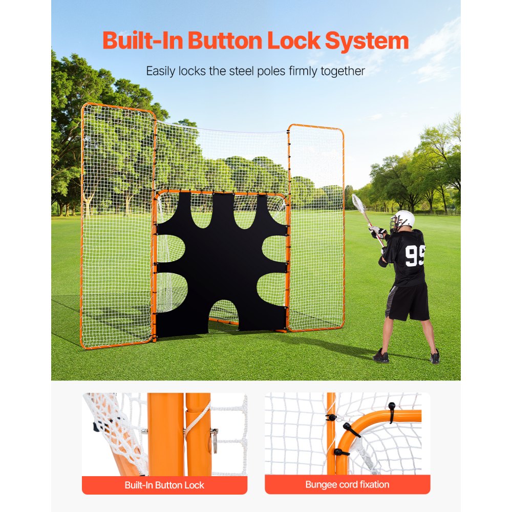 VEVOR 3-IN-1 Lacrosse Goal, 12x9 ft Lacrosse Net with Backstop and Target, Quick & Easy Setup Backyard Rebounder