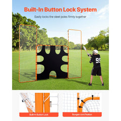 VEVOR 3-IN-1 Lacrosse Goal, 12x9 ft Lacrosse Net with Backstop and Target, Quick & Easy Setup Backyard Rebounder