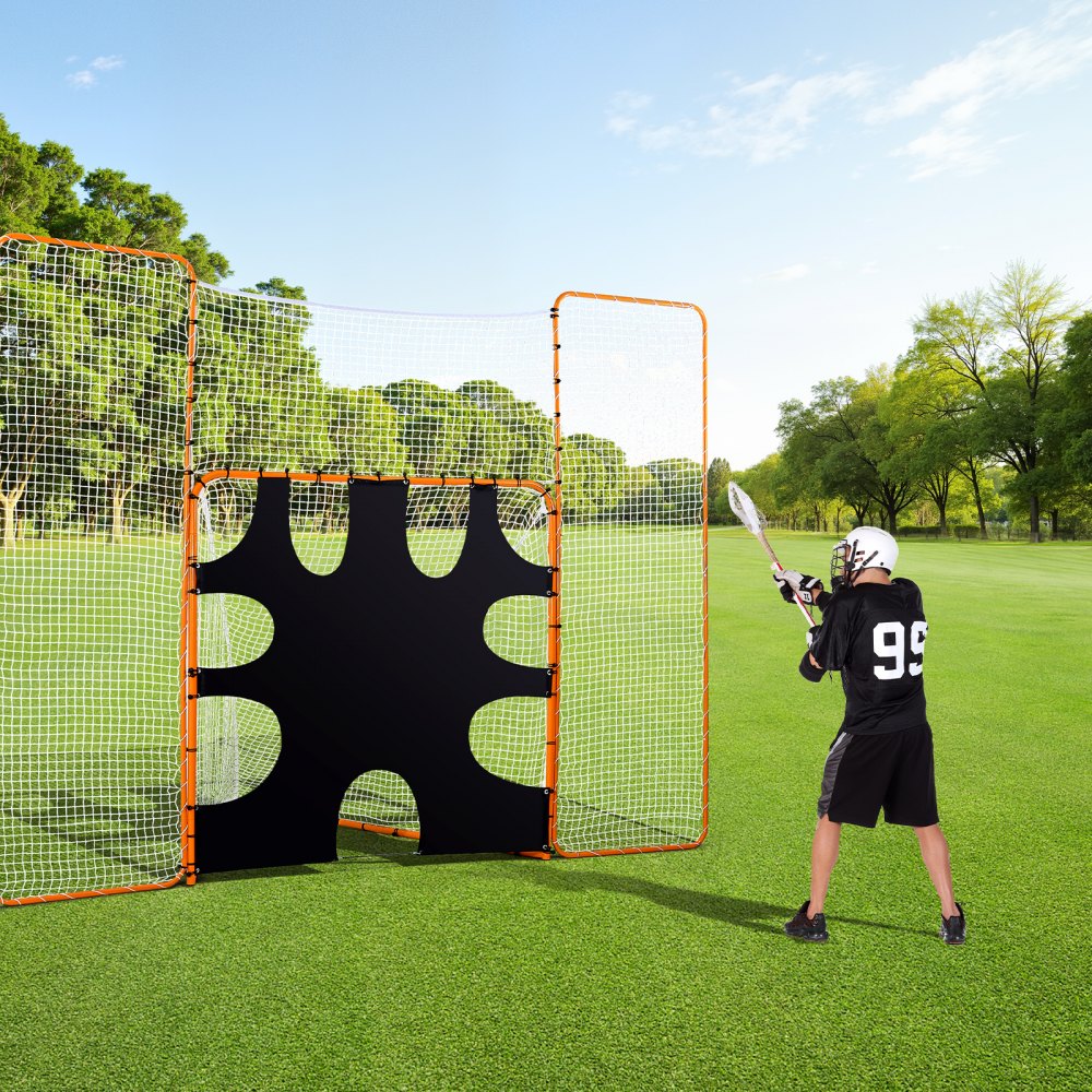 VEVOR 3-IN-1 Lacrosse Goal, 12x9 ft Lacrosse Net with Backstop and Target, Quick & Easy Setup Backyard Rebounder