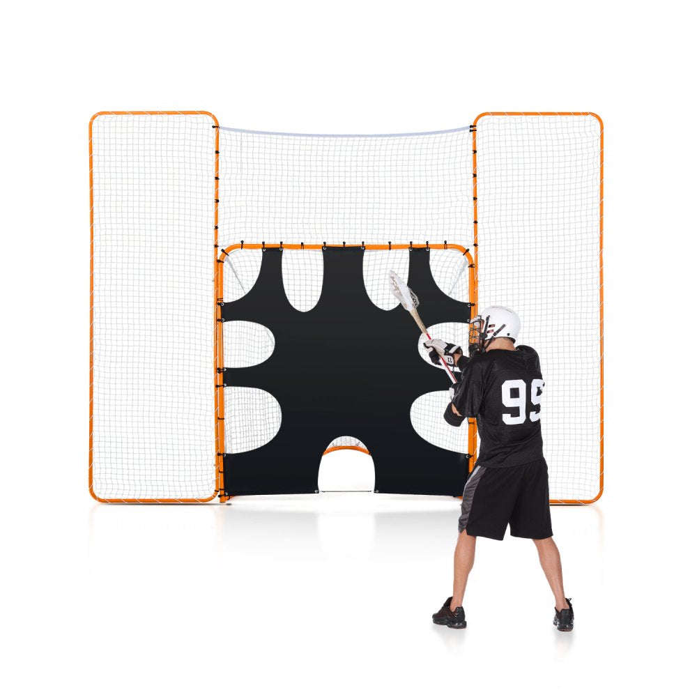 VEVOR 3-IN-1 Lacrosse Goal, 12x9 ft Lacrosse Net with Backstop and Target, Quick & Easy Setup Backyard Rebounder