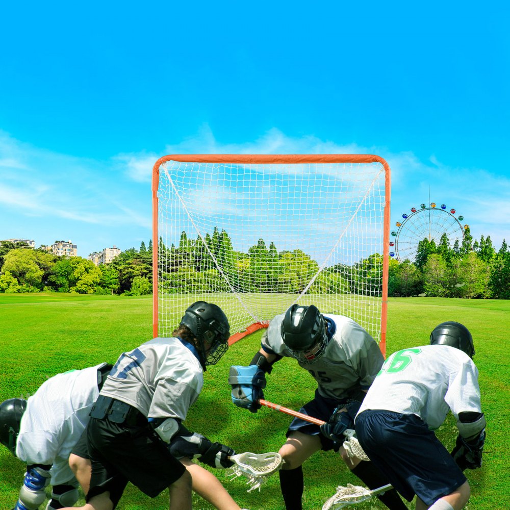 VEVOR Lacrosse Goal, 4' x 4' Small Kids Lacrosse Net, Folding Portable Lacrosse Goal with Carry Bag, Iron Frame