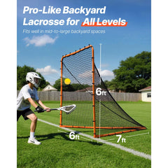VEVOR Lacrosse Goal, 6' x 6' Lacrosse Net, Folding Portable Backyard Lacrosse Training Equipment, Steel Frame Training