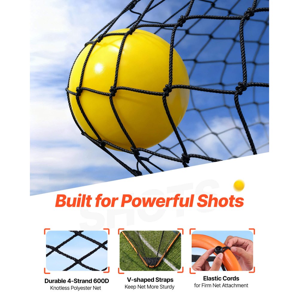 VEVOR Lacrosse Goal, 6' x 6' Lacrosse Net, Folding Portable Backyard Lacrosse Training Equipment, Steel Frame Training