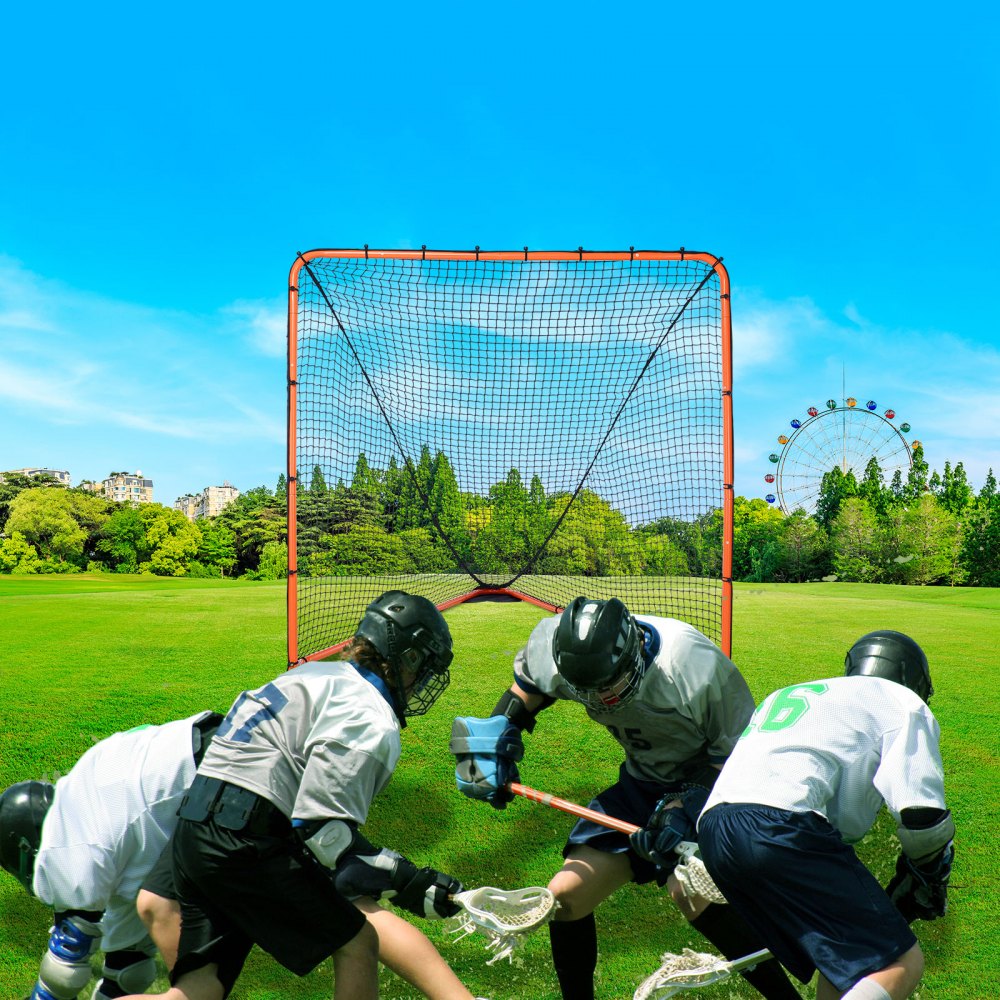 VEVOR Lacrosse Goal, 6' x 6' Lacrosse Net, Folding Portable Backyard Lacrosse Training Equipment, Steel Frame Training