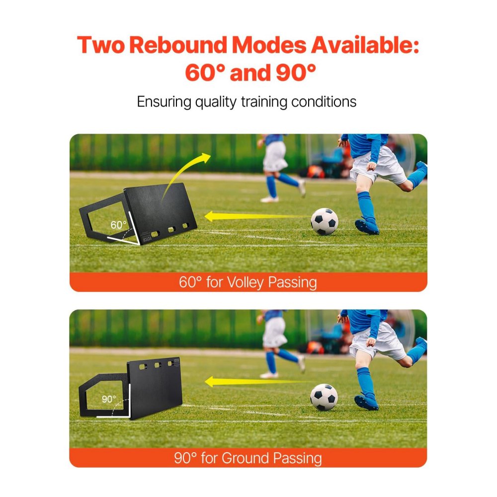 VEVOR Soccer Rebounder Board, 40"X16" Portable Soccer Wall with 2 Angles Rebound, Foldable HDPE Kickback Rebound Board