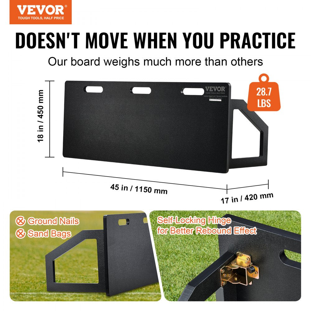 VEVOR Soccer Rebounder Board, 45"X18" Portable Soccer Wall with 2 Angles Rebound, Foldable HDPE Kickback Rebound Board