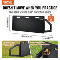 VEVOR Soccer Rebounder Board, 45"X18" Portable Soccer Wall with 2 Angles Rebound, Foldable HDPE Kickback Rebound Board