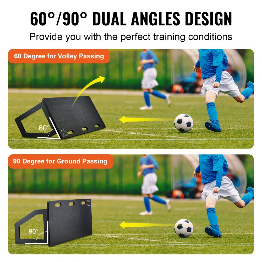 VEVOR Soccer Rebounder Board, 45"X18" Portable Soccer Wall with 2 Angles Rebound, Foldable HDPE Kickback Rebound Board