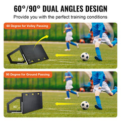 VEVOR Soccer Rebounder Board, 45"X18" Portable Soccer Wall with 2 Angles Rebound, Foldable HDPE Kickback Rebound Board