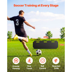 VEVOR Soccer Rebounder Board, 40 x 12 in Portable Soccer Rebound Wall, HDPE Sports Kick Back Trainer, 3 Adjustable