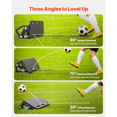 VEVOR Soccer Rebounder Board, 40 x 12 in Portable Soccer Rebound Wall, HDPE Sports Kick Back Trainer, 3 Adjustable