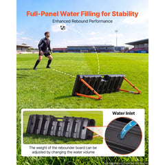 VEVOR Soccer Rebounder Board, 37.4 x 9.8 in Dual-Sided Soccer Rebound Wall, 4 Adjustable Angles, Portable