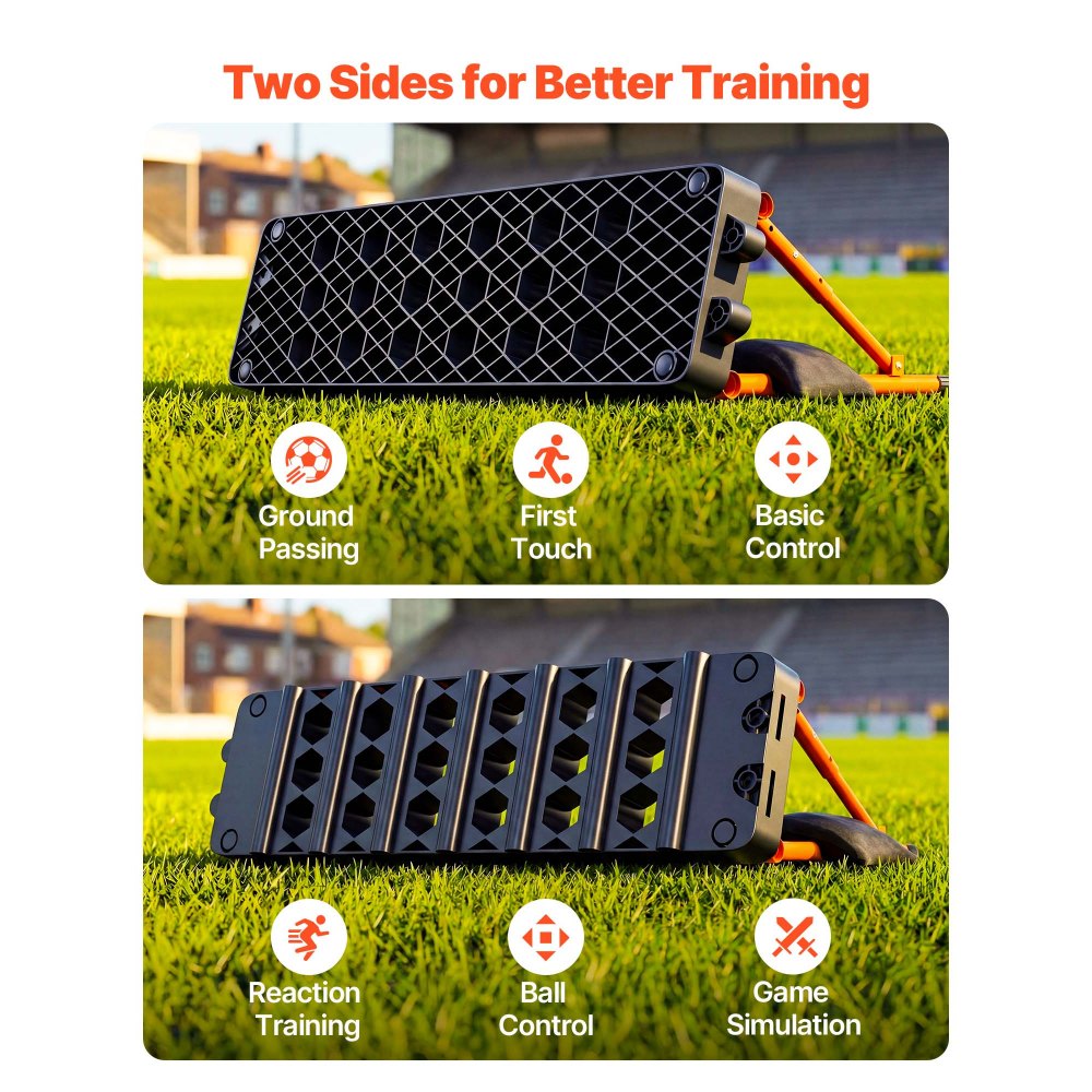 VEVOR Soccer Rebounder Board, 37.4 x 9.8 in Portable Soccer Rebound Wall, Dual Surface Sports Kick Back Trainer, 3