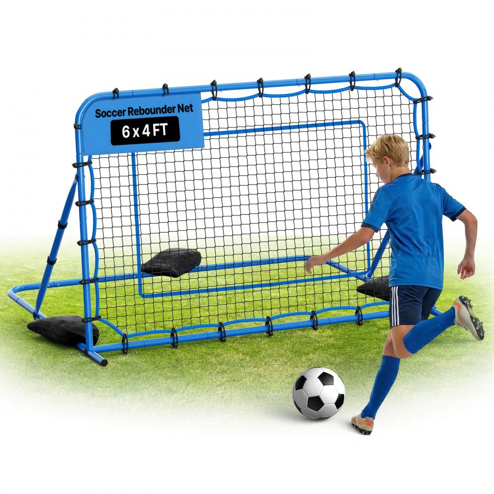 VEVOR Soccer Rebounder Net, Quick-Switch Angle Soccer Goal Rebounder for Control, Passing Practice, Heavy-Duty Iron