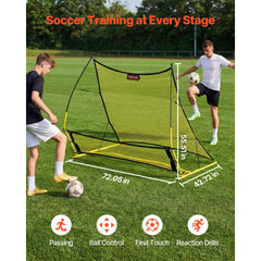 VEVOR Soccer Rebounder Net, 2-in-1 Soccer Goal Rebounder, Thickened Fiberglass Poles Iron Pipe for Team Solo Control
