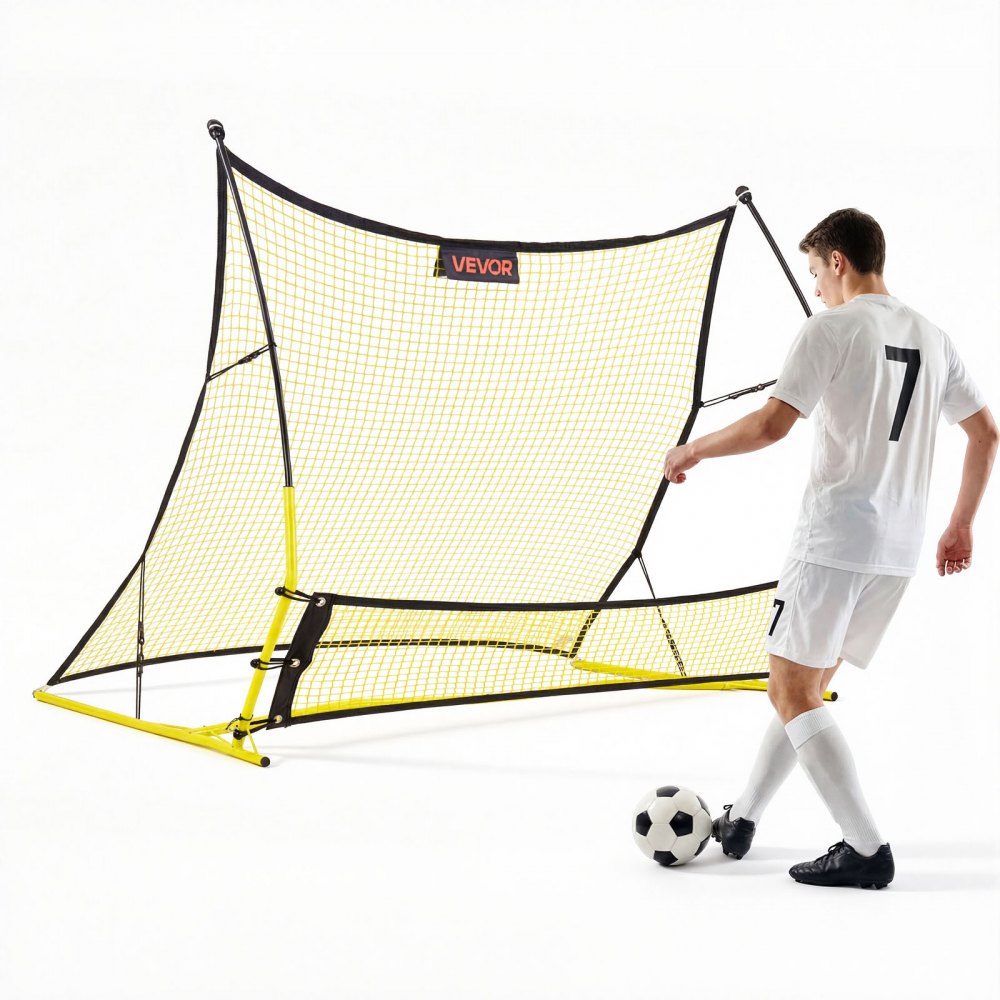 VEVOR Soccer Rebounder Net, 2-in-1 Soccer Goal Rebounder, Thickened Fiberglass Poles Iron Pipe for Team Solo Control