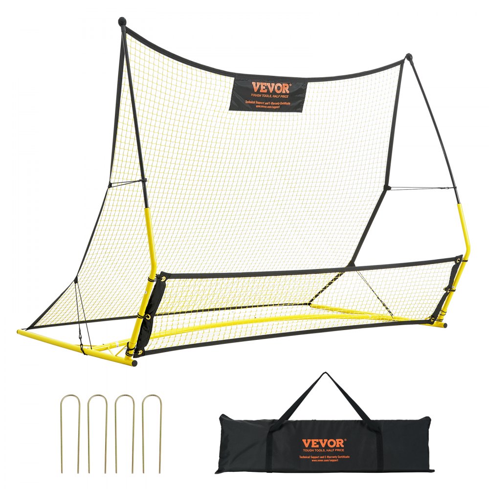 VEVOR Soccer Trainer, 2-IN-1 Portable Soccer Rebounder Net, 71"x40" Iron Soccer Practice Equipment, Sports Football