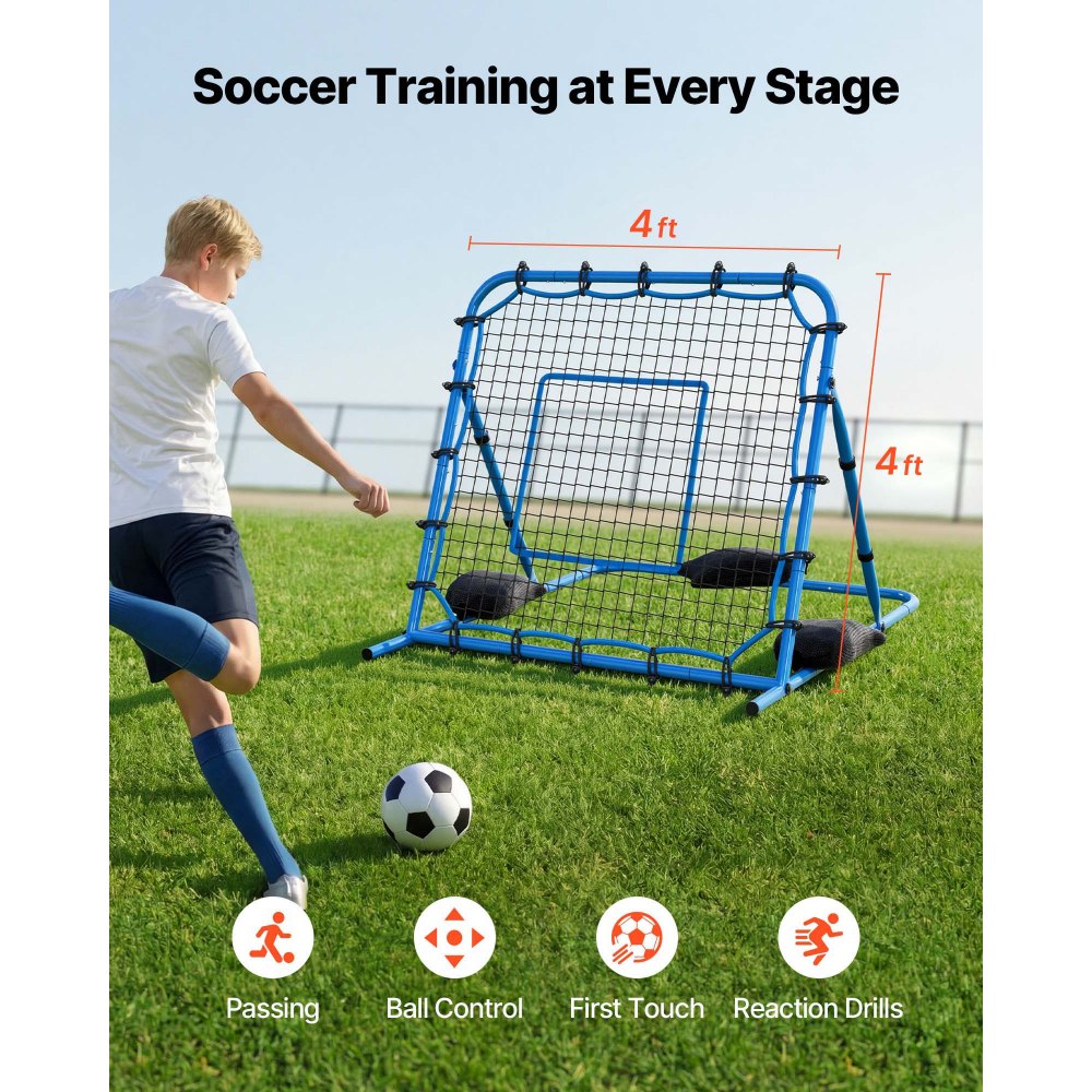 VEVOR Soccer Rebounder Net, Quick-Switch Angle Soccer Goal Rebounder for Control, Passing Practice, Heavy-Duty Iron