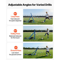 VEVOR Soccer Rebounder Net, Quick-Switch Angle Soccer Goal Rebounder for Control, Passing Practice, Heavy-Duty Iron