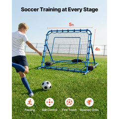 VEVOR Soccer Rebounder Net, Quick-Switch Angle Soccer Goal Rebounder for Control, Passing Practice, Heavy-Duty Iron