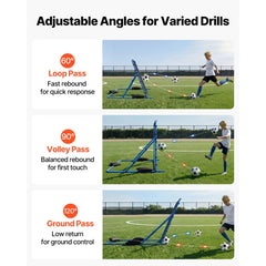 VEVOR Soccer Rebounder Net, Quick-Switch Angle Soccer Goal Rebounder for Control, Passing Practice, Heavy-Duty Iron
