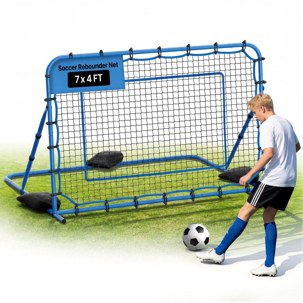 VEVOR Soccer Rebounder Net, Quick-Switch Angle Soccer Goal Rebounder for Control, Passing Practice, Heavy-Duty Iron