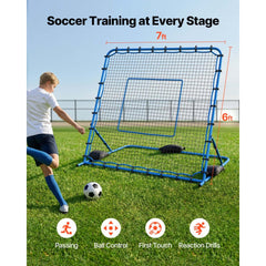 VEVOR Soccer Rebounder Net, Quick-Switch Angle Soccer Goal Rebounder for Control, Passing Practice, Heavy-Duty Iron