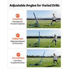 VEVOR Soccer Rebounder Net, Quick-Switch Angle Soccer Goal Rebounder for Control, Passing Practice, Heavy-Duty Iron