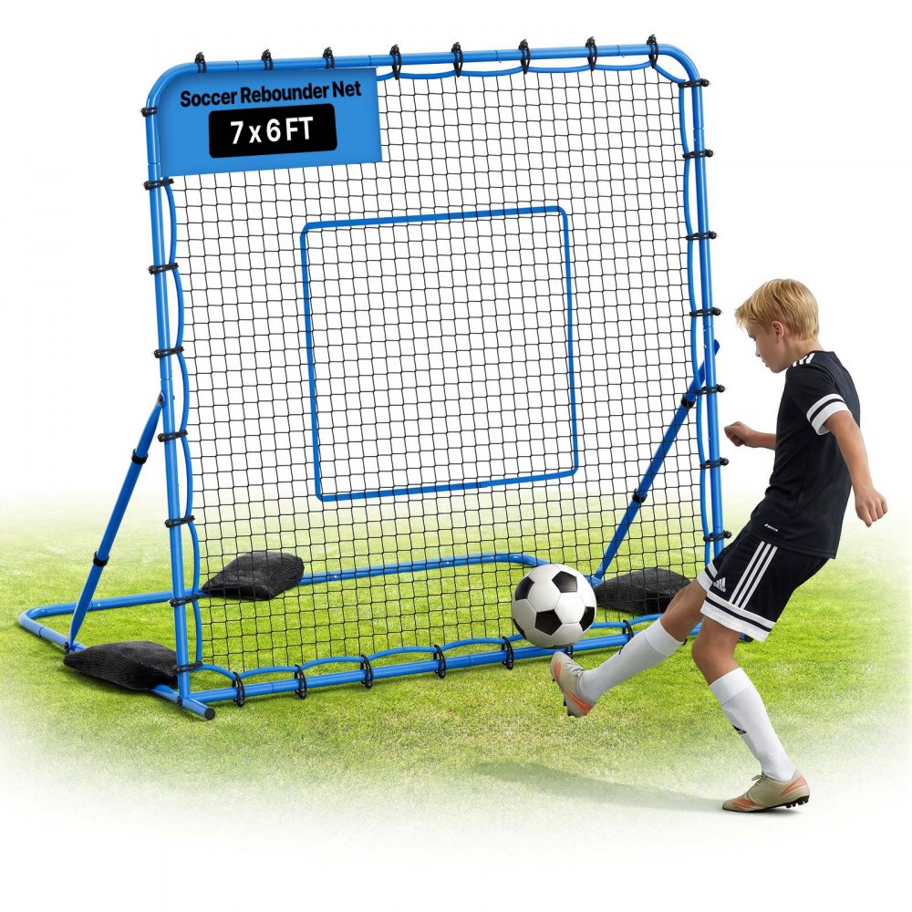 VEVOR Soccer Rebounder Net, Quick-Switch Angle Soccer Goal Rebounder for Control, Passing Practice, Heavy-Duty Iron